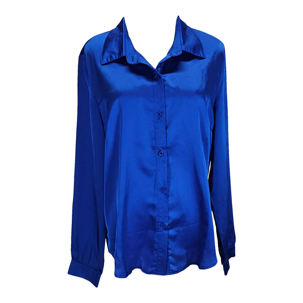Shein Sleek Satin Button-Up Blouse - Your New Office Crush/XL